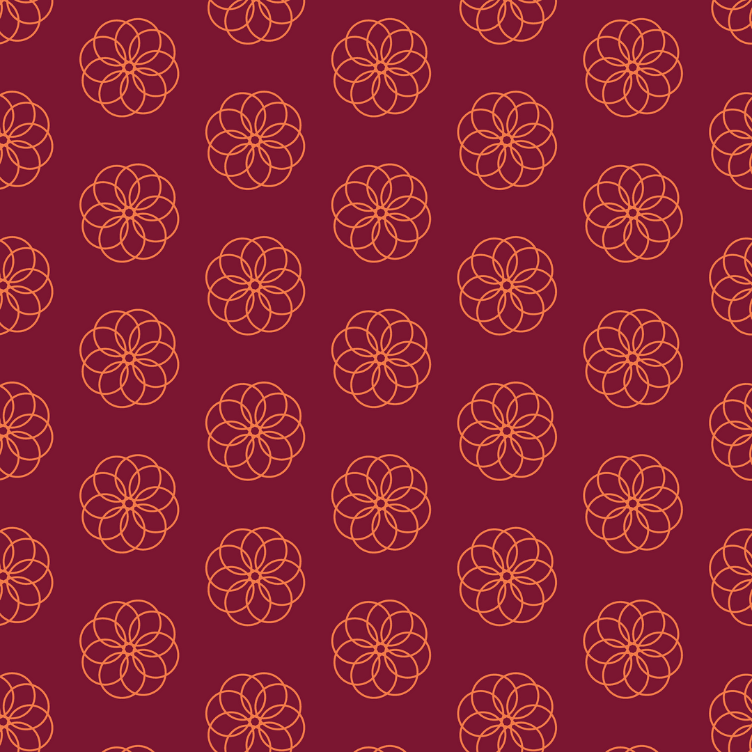 Seamless Floral Circle Pattern on Transparent Maroon