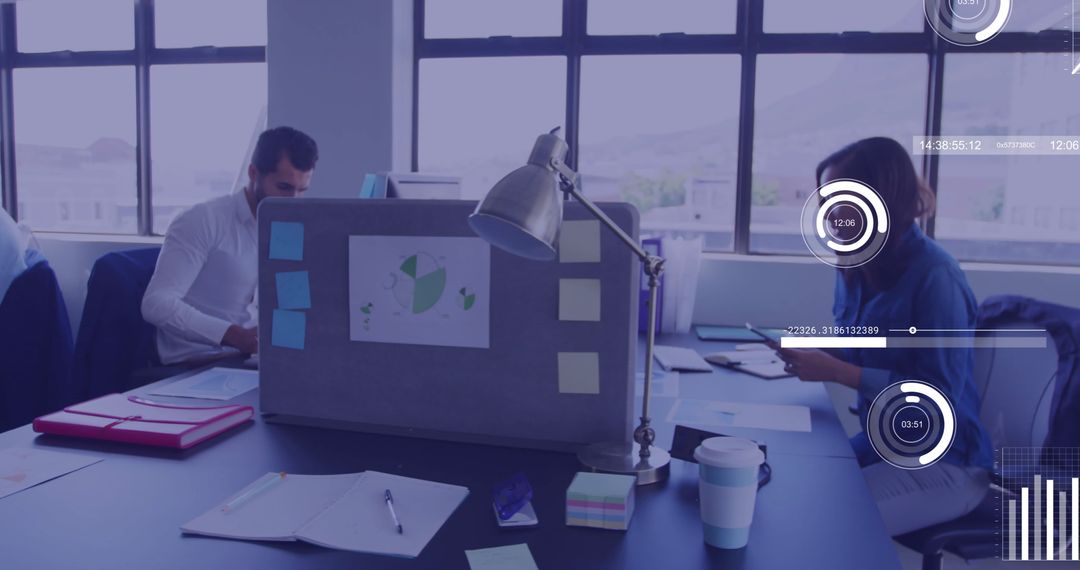 Business Team in Office Analyzing Financial Data with Technology