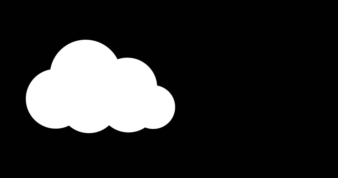Minimalist White Cloud Icon on Black Background with Ample Space