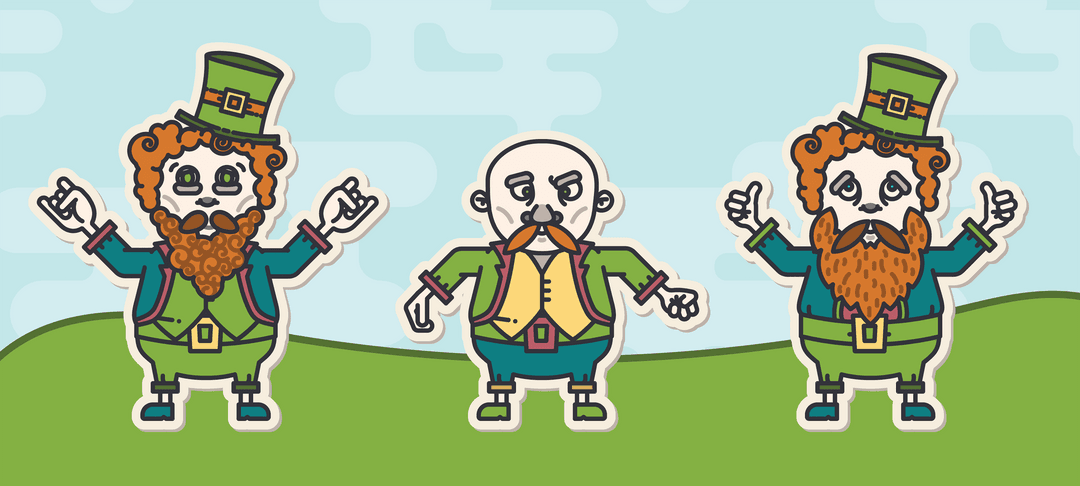 Transparent Leprechaun Icons on Meadow for St. Patrick's Day