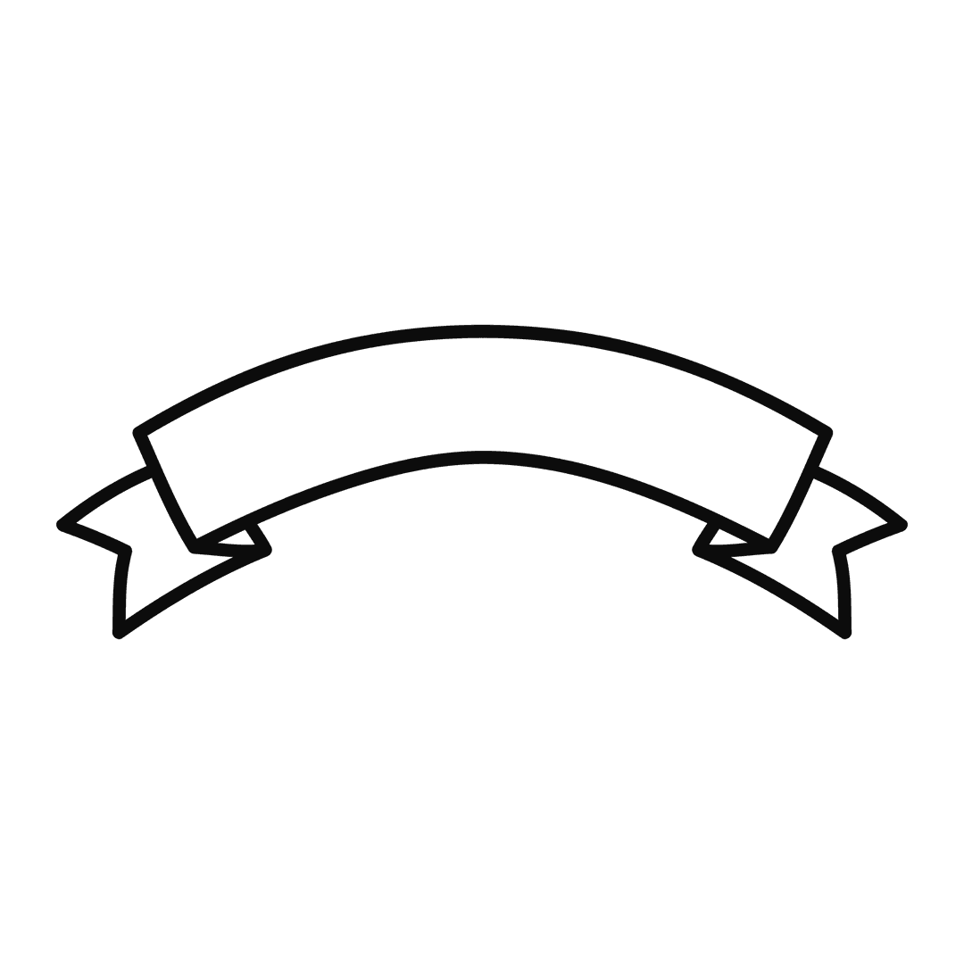 Blank Transparent Ribbon Banner with Black Outline