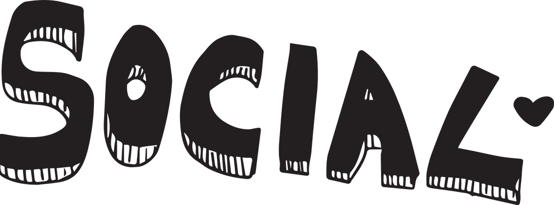 Stylized Black Social Text on Transparent Background