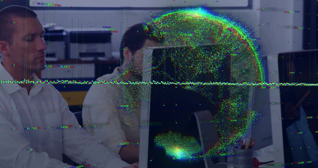 Digital Globe Hologram Illuminates Office Workspace