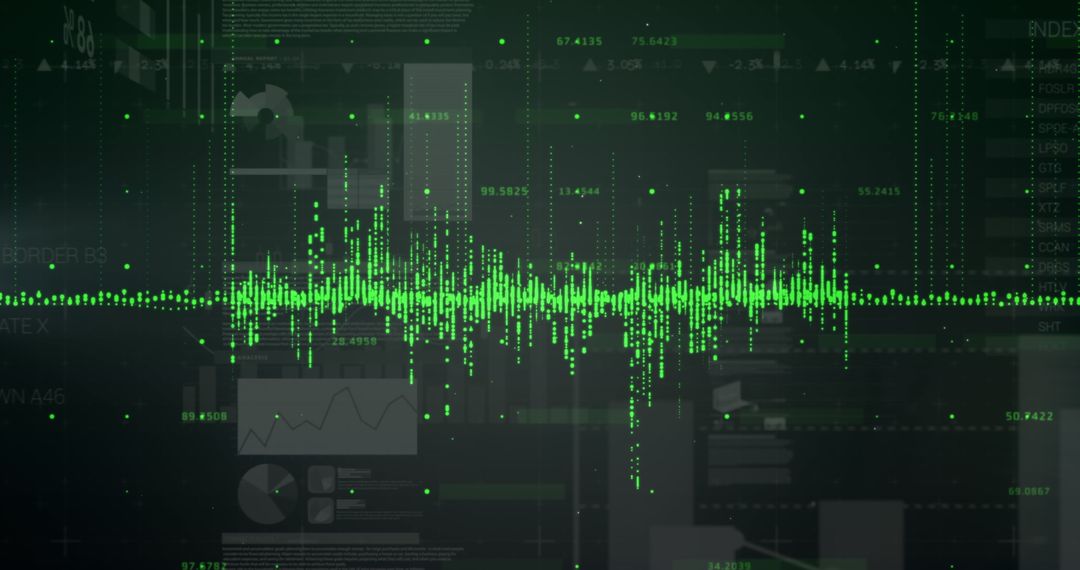Digital Financial Data Chart with Green Statistics