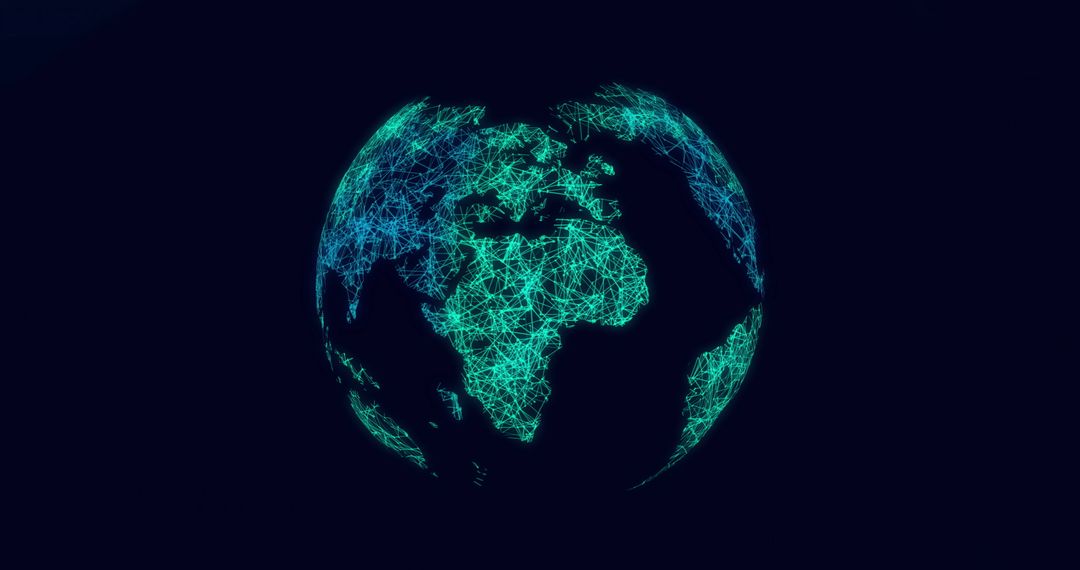 Digitally Connected Earth with Global Network on Dark Background