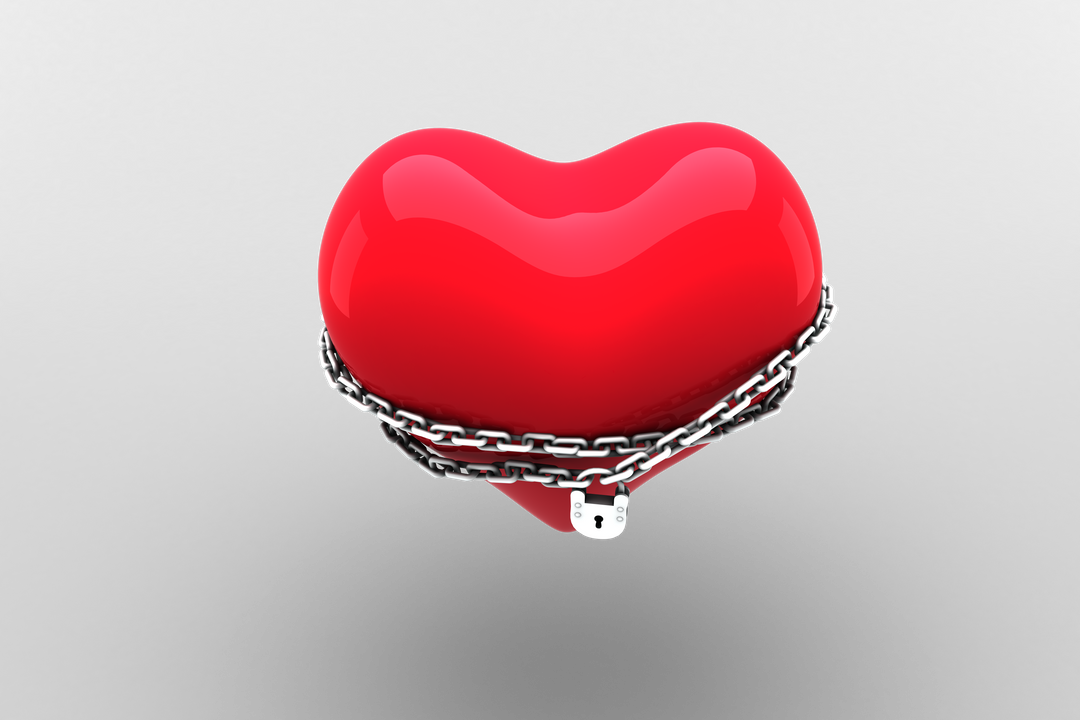 Red Heart Symbol Wrapped in Chain with Lock on Transparent Background - Download Free Stock Images Pikwizard.com