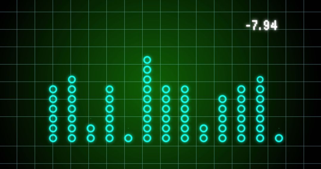 Digital Financial Data Graph on Green Grid Background