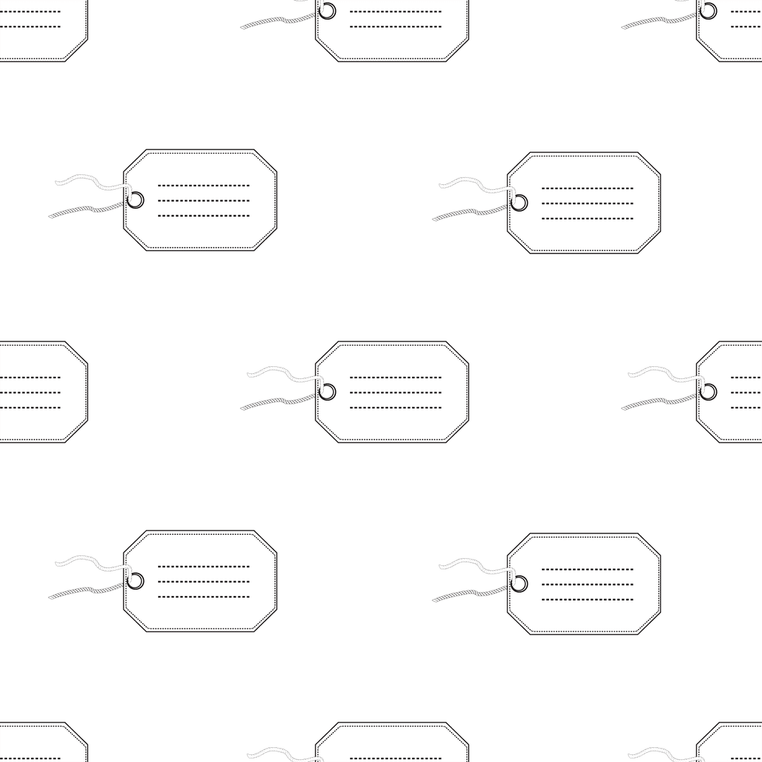 Seamless Pattern of White Labels on Transparent Background