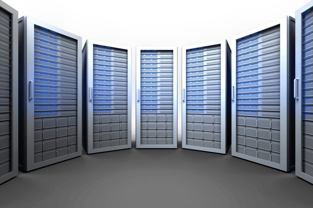 Digital Server Room Illustration with Transparent Background for Network Concept