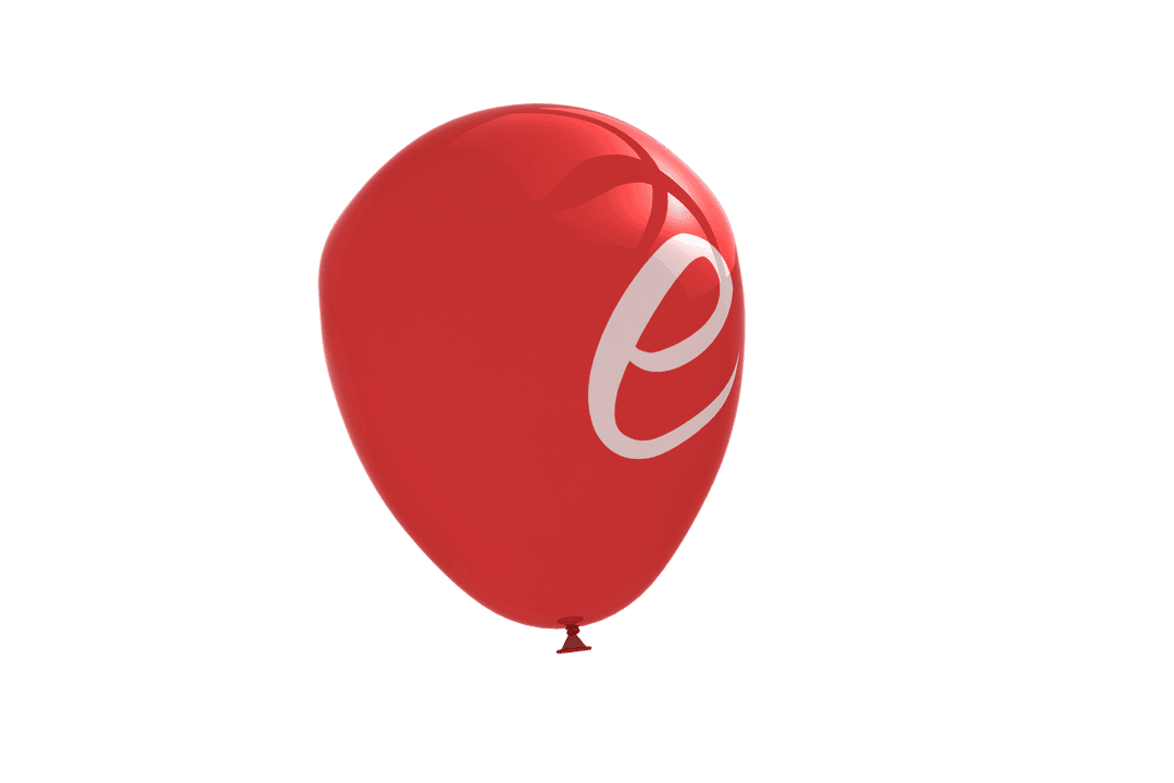 Red Balloon with Letter E Design on Transparent Background
