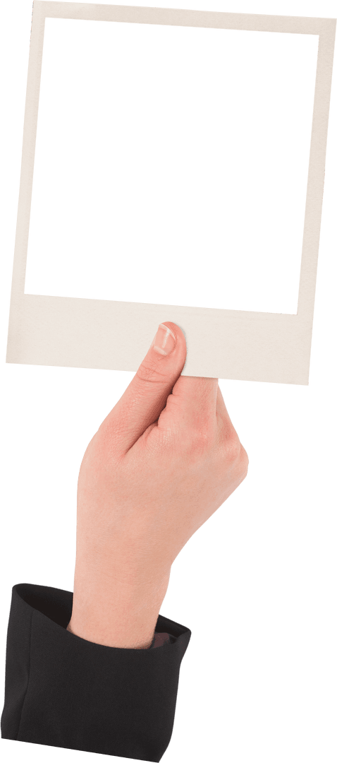 Human Hand Holding Empty Transparent Paper Frame Isolated