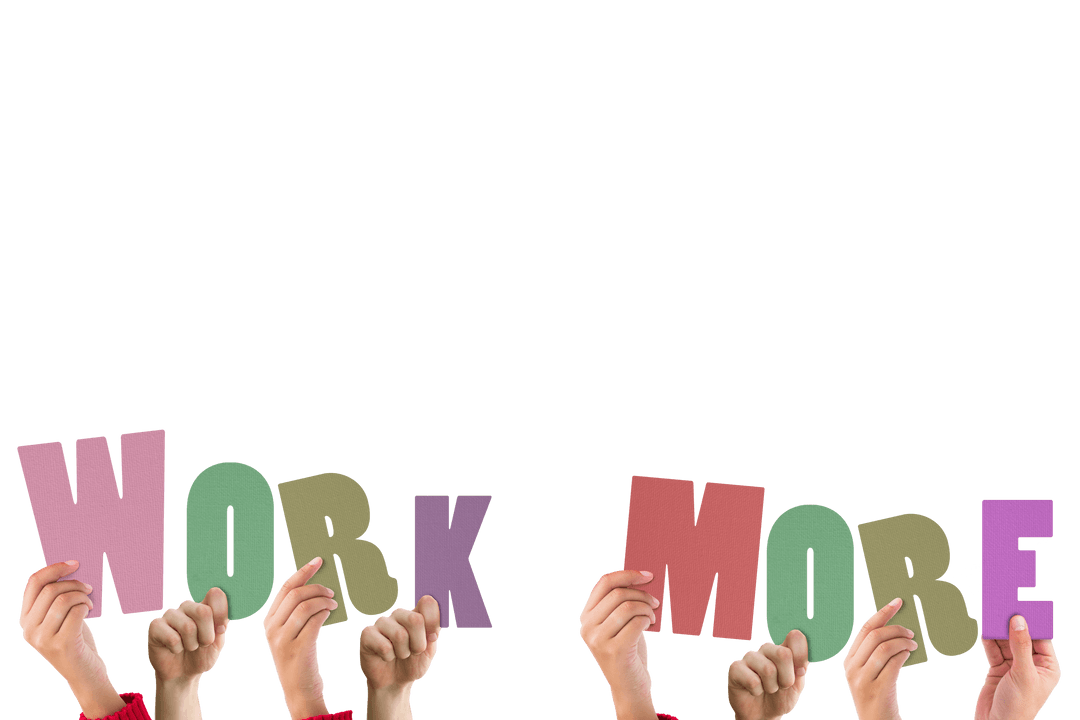 Diverse Hands Holding Letters Forming Work More Message