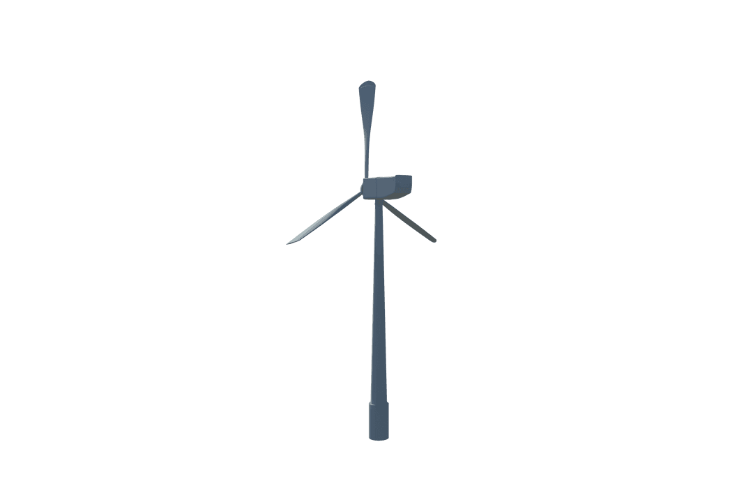 Digital Wind Turbine Illustration on Transparent Background