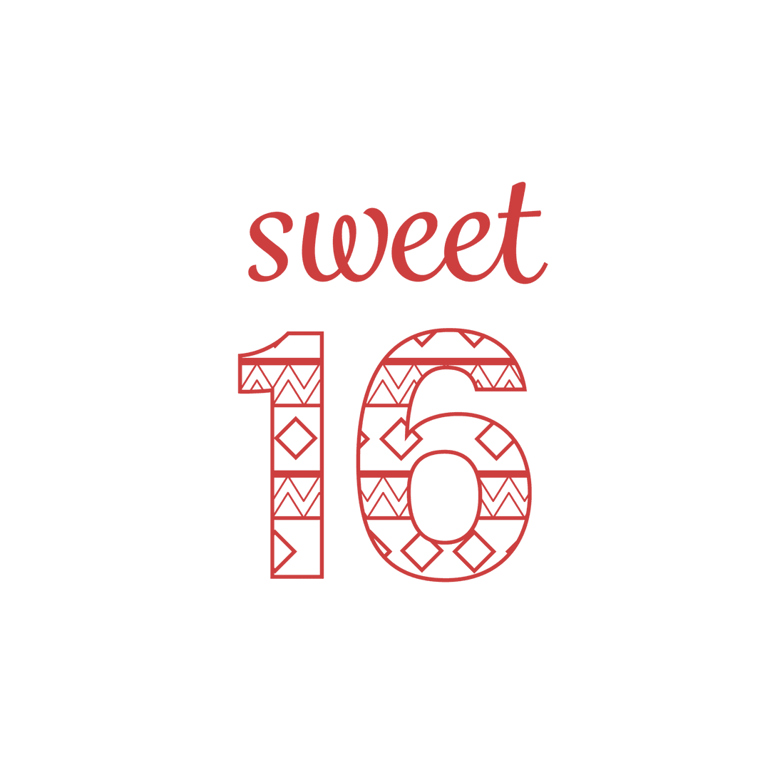 Sweet 16 Text Illustration on Transparent Background