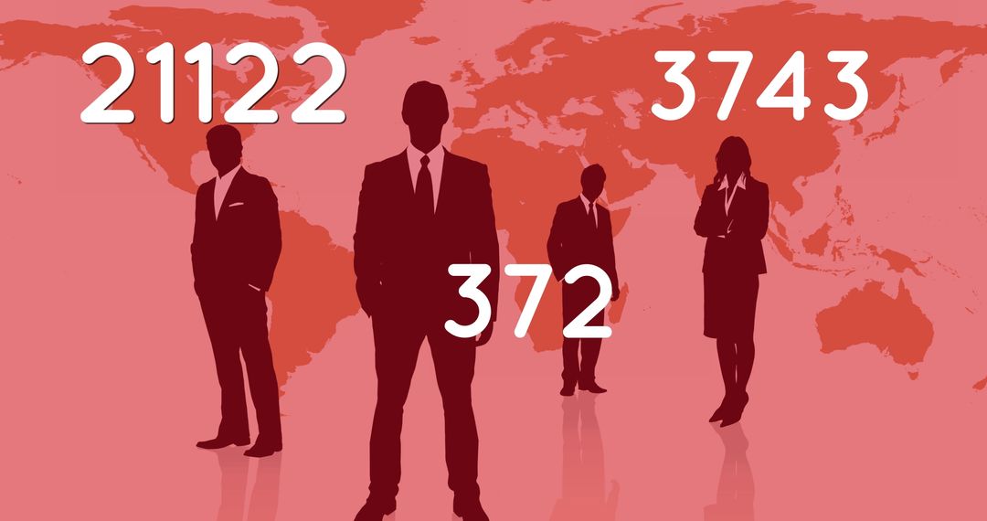 Global Business Team with Dynamic Numbers and World Map