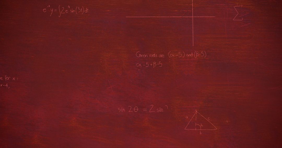 Mathematical Equations on Red Background with Triangles