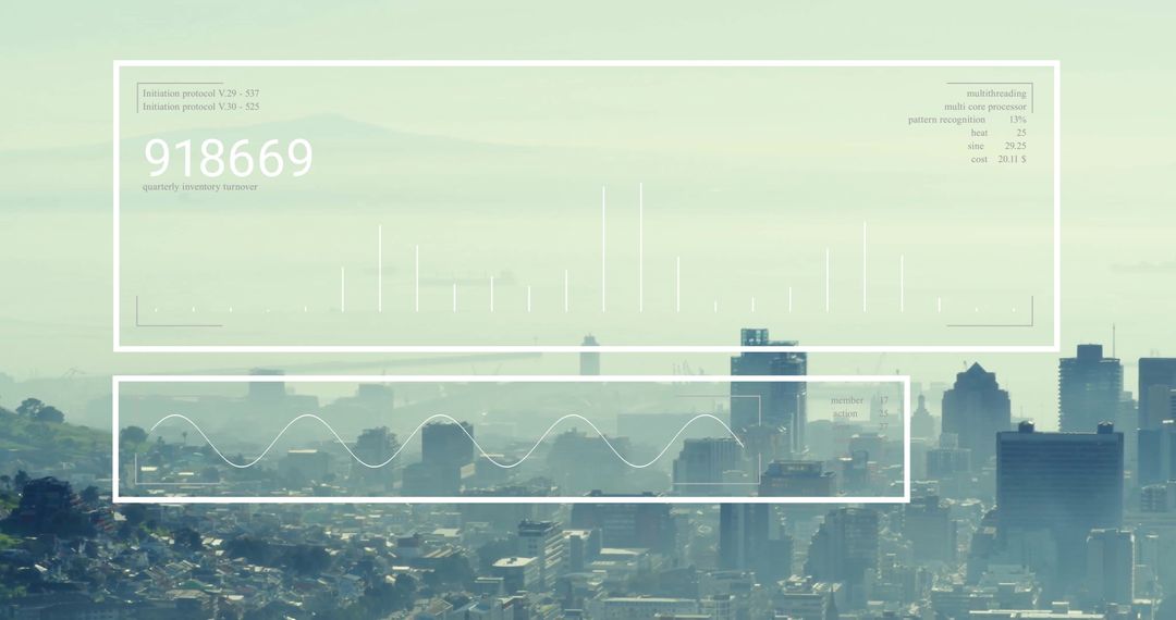 Digital Data Analytics Over Modern Cityscape Background