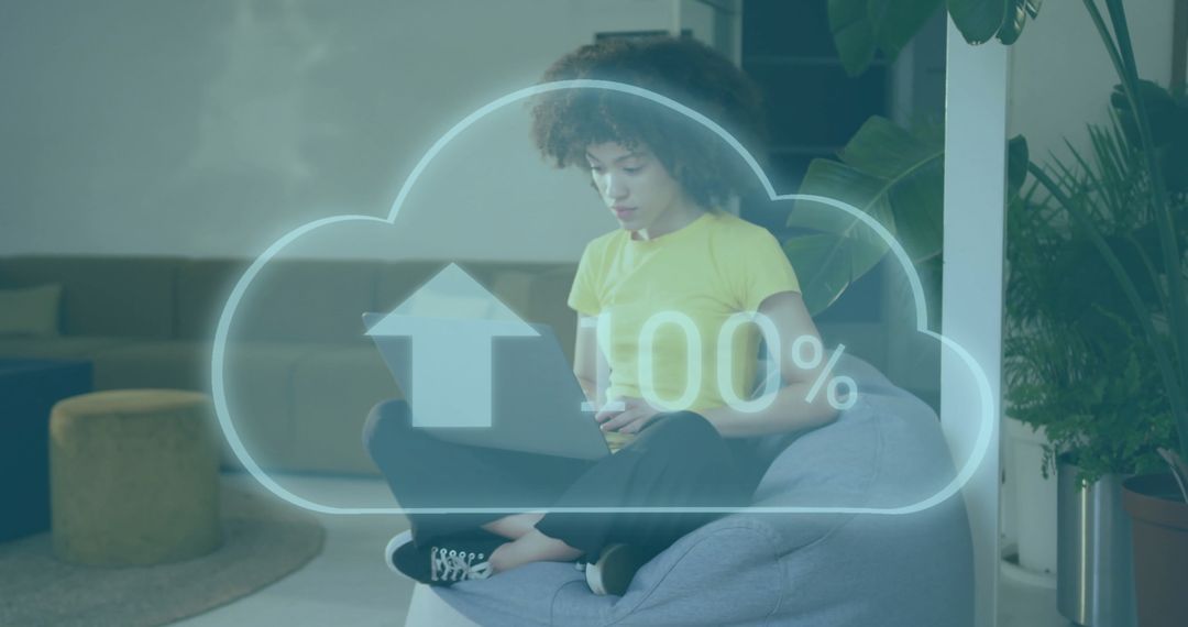 Cloud Computing Technology with Businesswoman Using Laptop