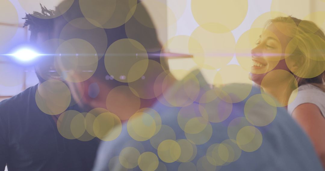 Joyful Family Gathering with Light Effects