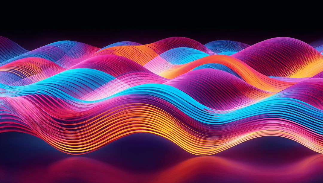 Flowing Neon Ribbon Waves Creating Vibrant Gradient Motion for Tech Branding and Marketing