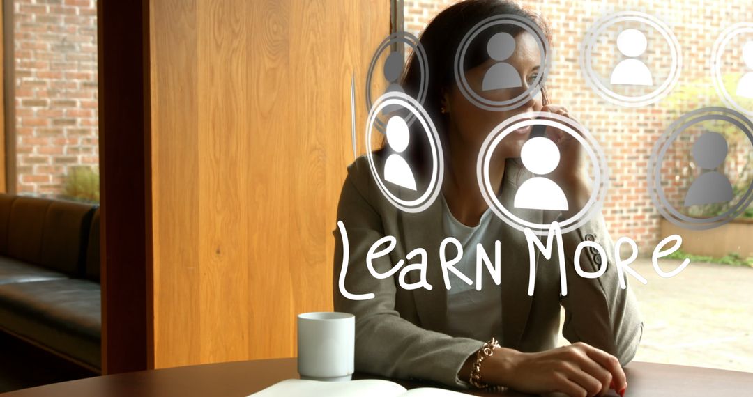 Businesswoman with Digital Interface Concept Text Overlaid