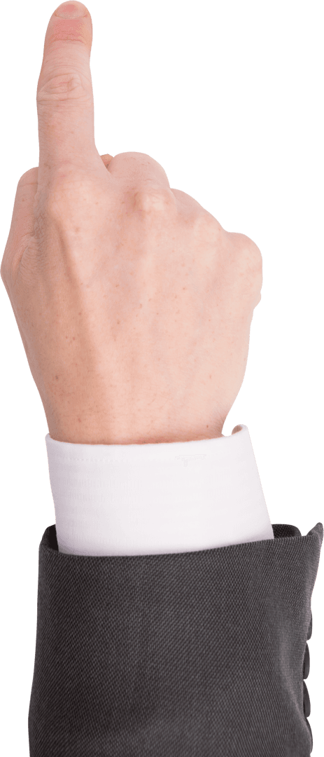 Transparent Hand of Businessman Pointing Upward Gesture