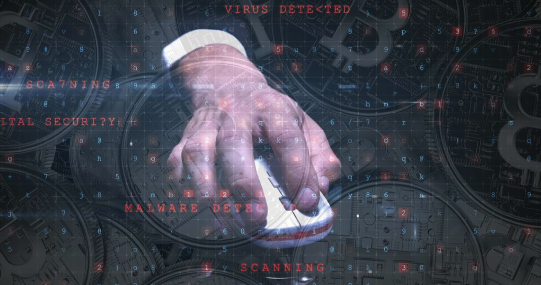 Hand Interacting with Cryptocurrency Threat Warning