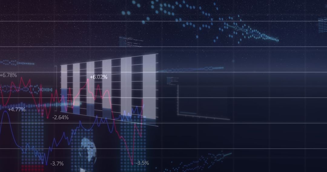 Digital Graph Interface with Glowing Data and Readings