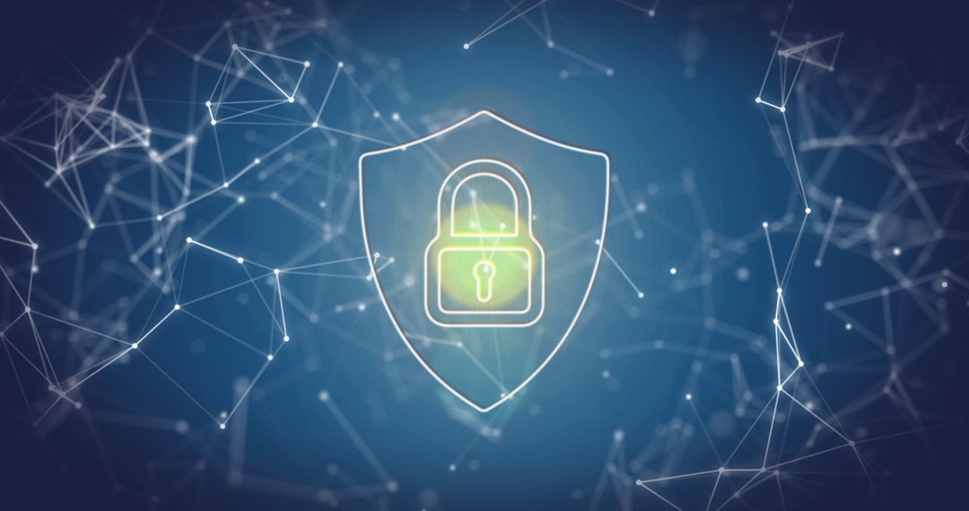 Cybersecurity Concept with Padlock and Data Network