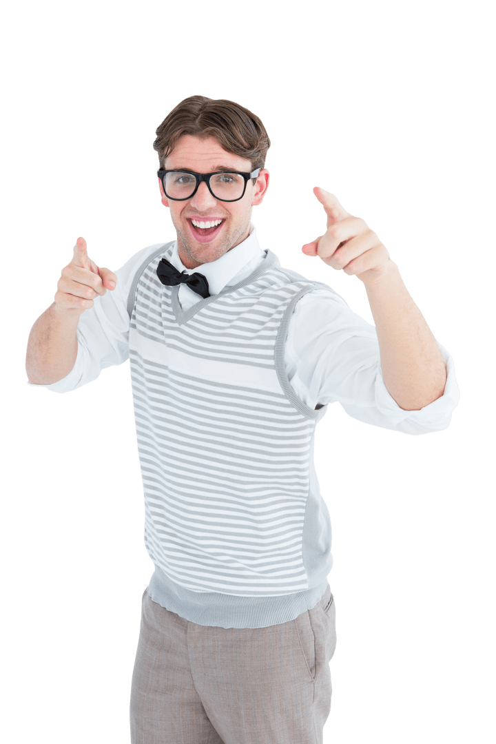 Transparent Hipster Dancing in Sweater Vest