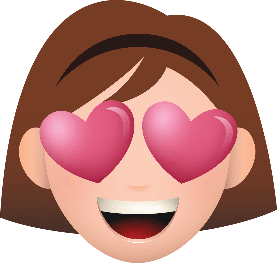 Happy Girl Emoji with Heart Eyes Transparent Design