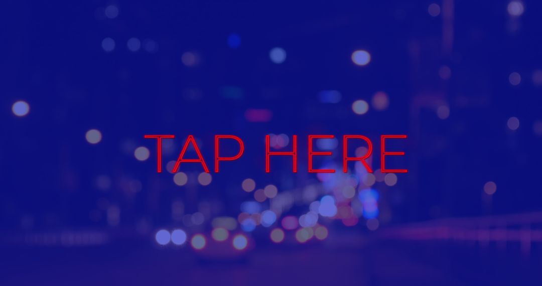 Interactive Red Text on Blurred Urban Night Cityscape