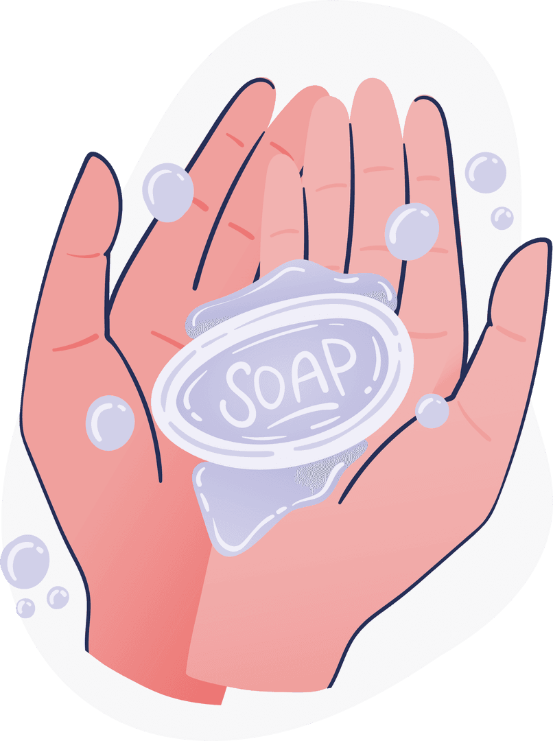 Hands Washing with Soap on Transparent Background