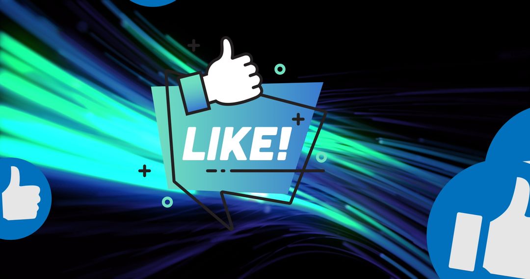 Digital Like Icons with Neon Light Streaks