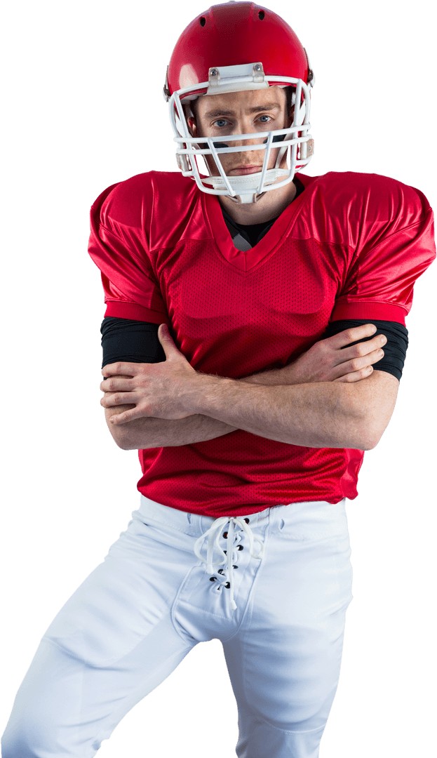 Transparent American Football Player in Uniform with Arms Crossed