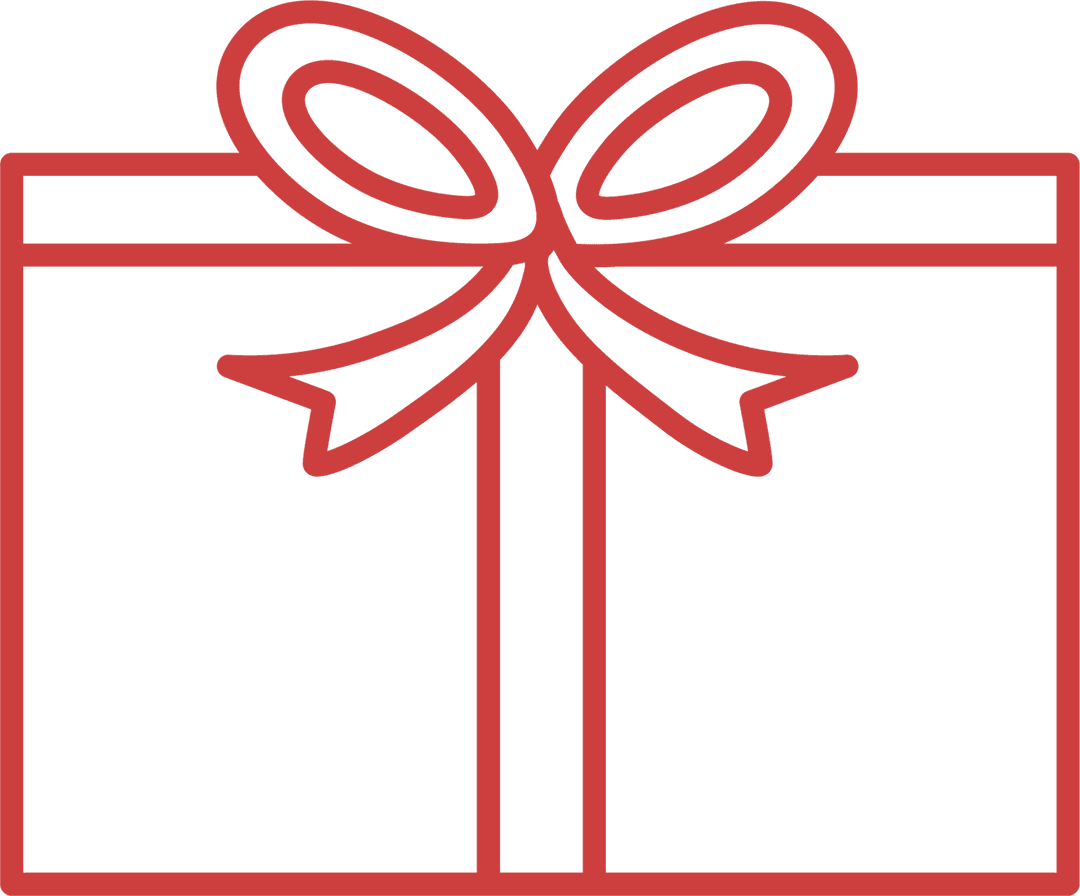 Transparent Red Gift with Ribbon Outline Vector
