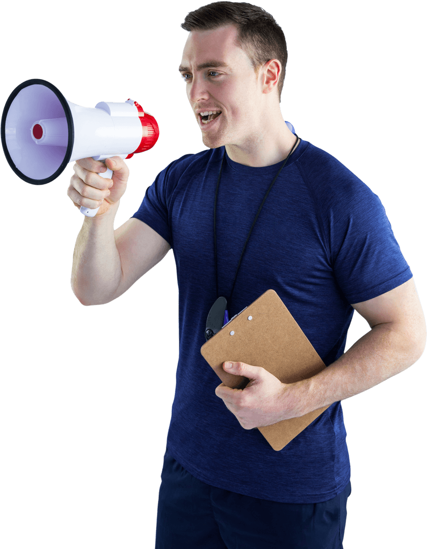 Transparent Enthusiastic Coach Using Megaphone for Motivation