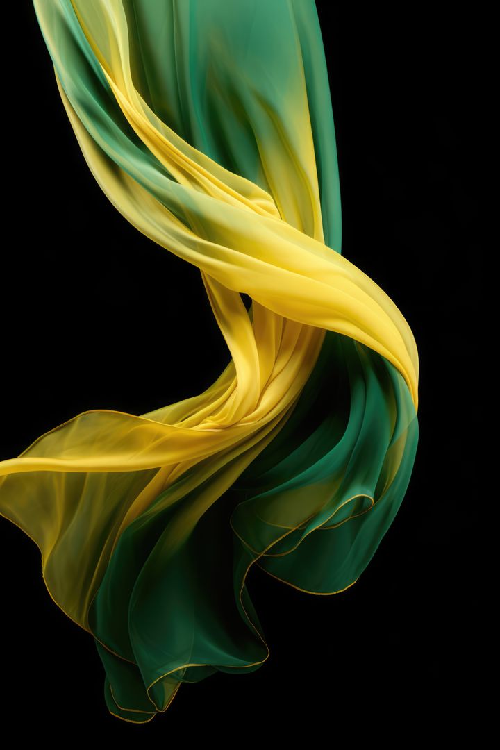 Yellow and green silk material on black background, created using generative ai technology - Free Images, Stock Photos and Pictures on Pikwizard.com