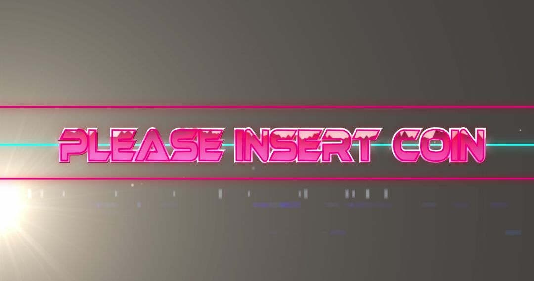 Retro Arcade Style 'Please Insert Coin' Neon Text