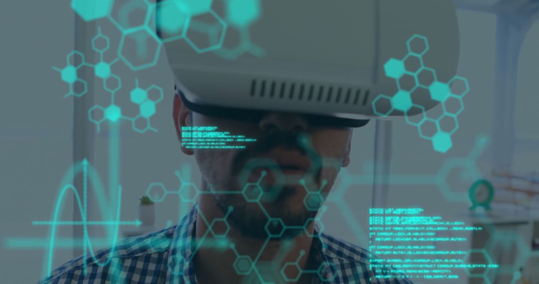 Man Engaged With Virtual Reality Technology in Modern Workplace