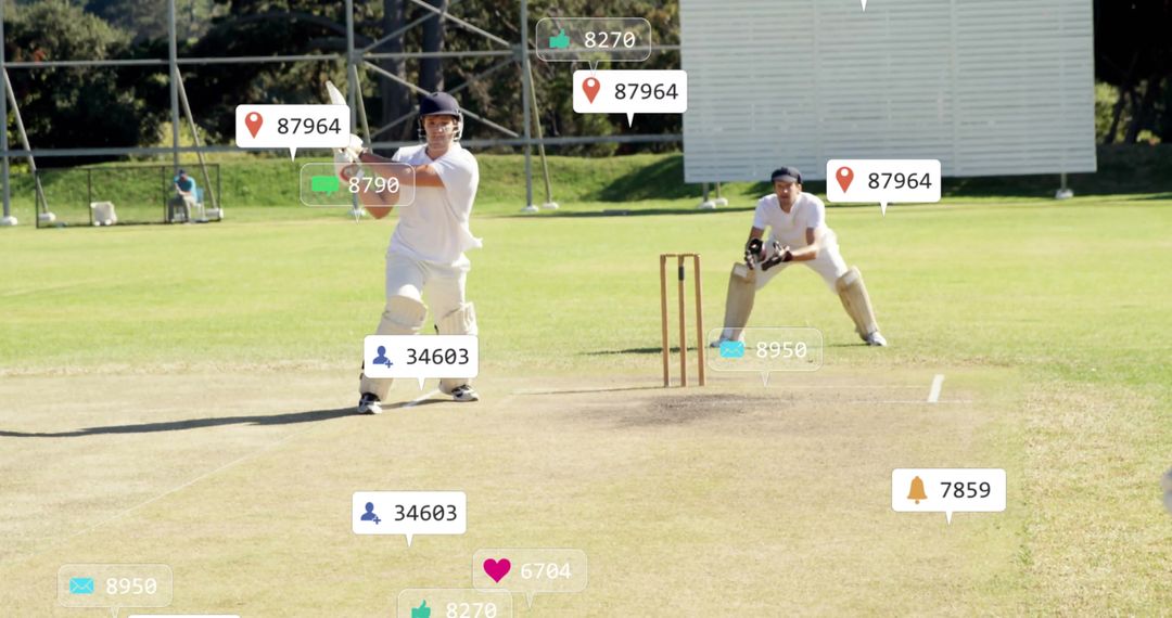 Digital Overlay on Diverse Cricketers Highlighting Data Processing and Social Connections - Free Images, Stock Photos and Pictures on Pikwizard.com