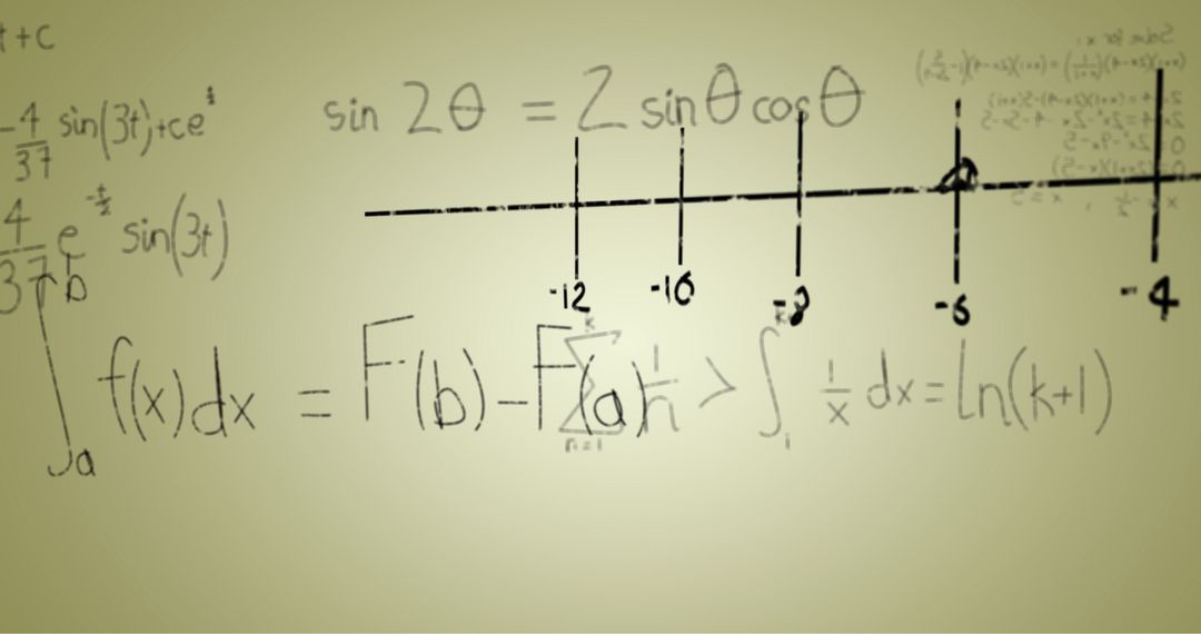 Abstract Handwritten Mathematical Formulae on Green Background