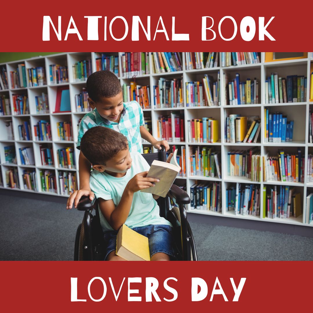 Children Visiting Library Celebrating National Book Lovers Day