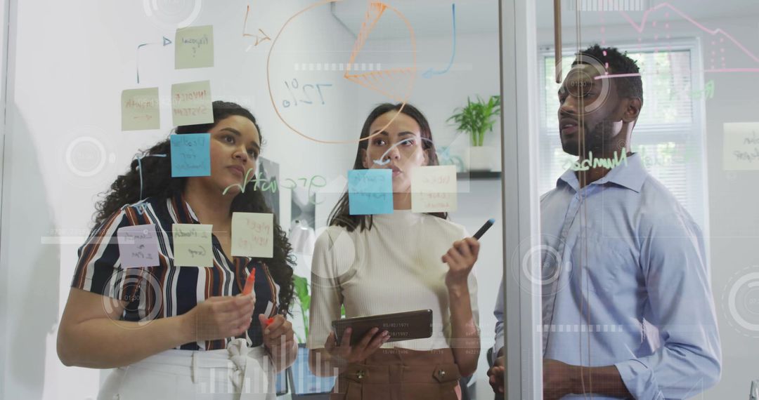 Diverse Team Collaboratively Planning Business Strategy with Digital Graphs