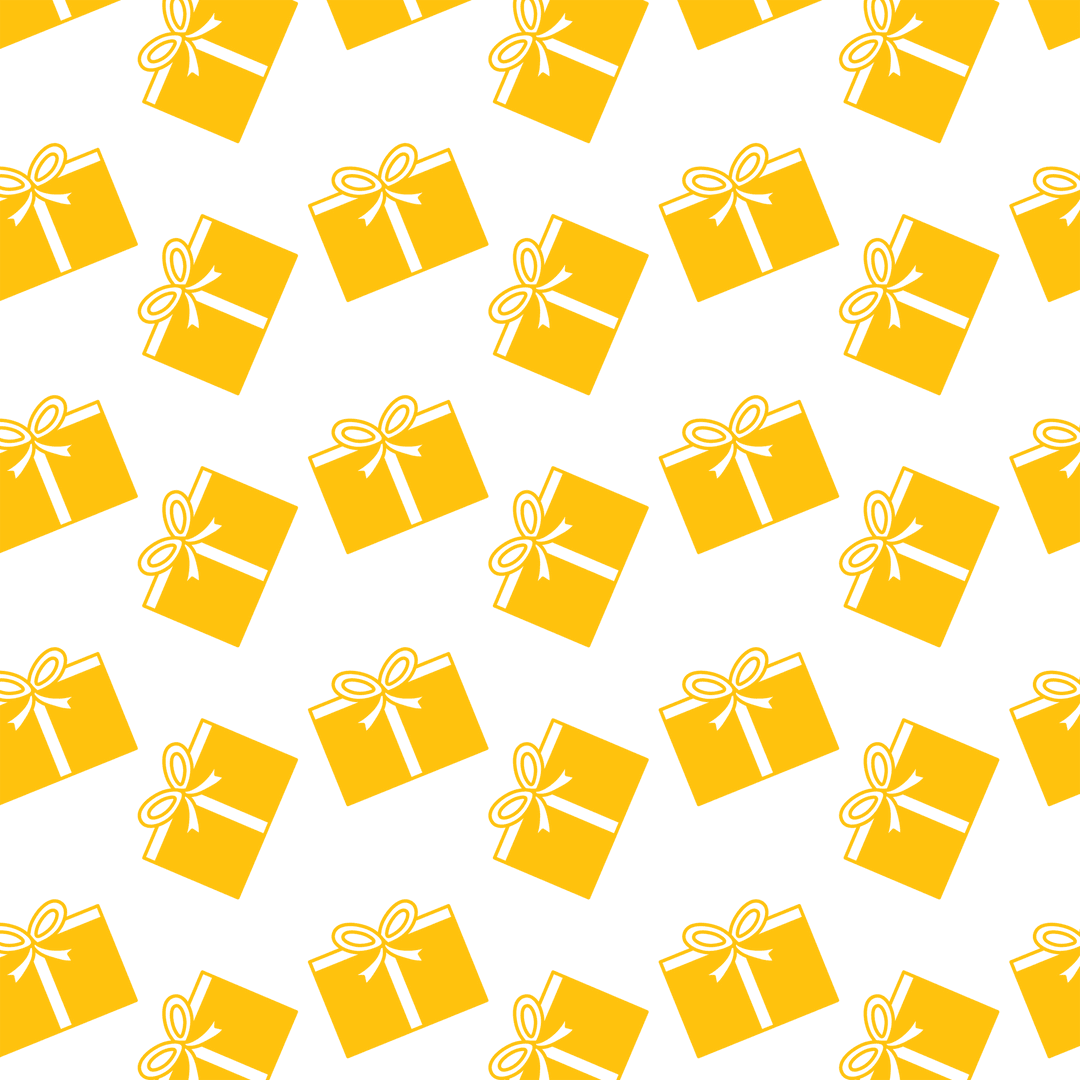 Yellow presents pattern on transparent background vector