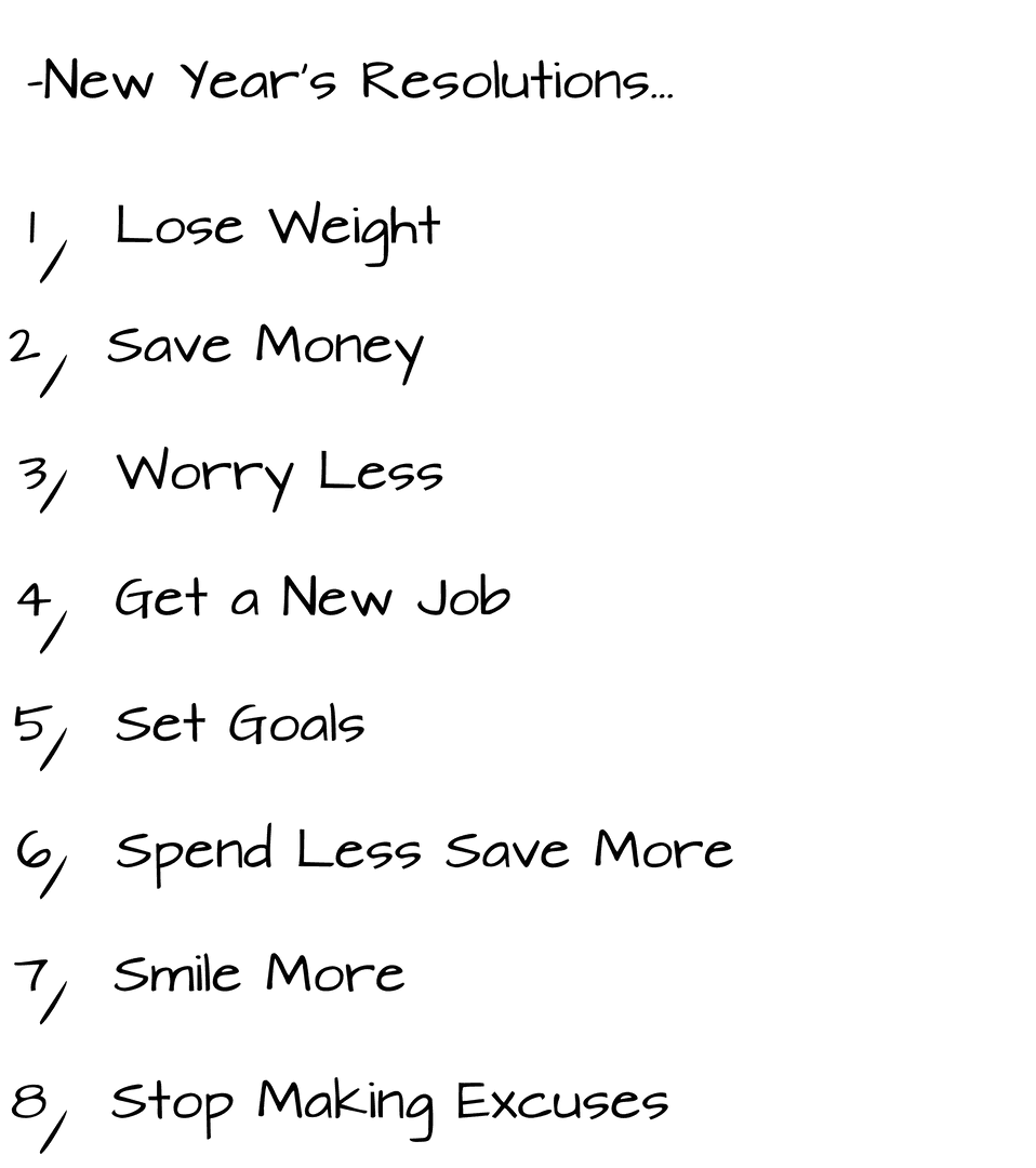 Inspirational New Year's Resolutions on Transparent Background