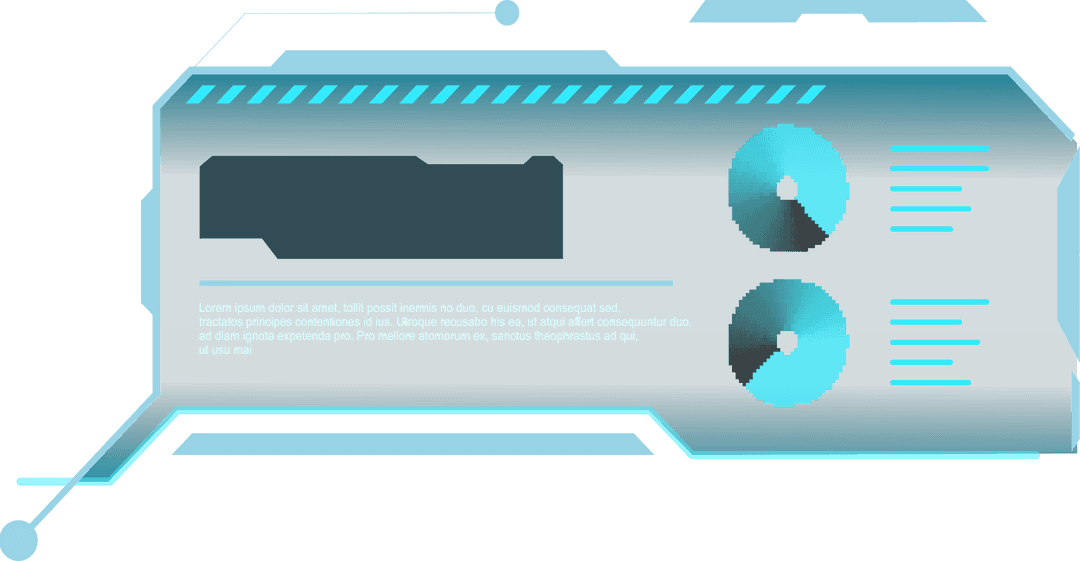 Transparent Futuristic HUD Panel with Glowing Neon Gauges