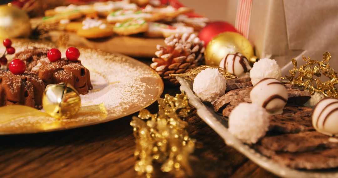 Assorted Christmas Desserts and Cookies on Festive Table - Free Images, Stock Photos and Pictures on Pikwizard.com