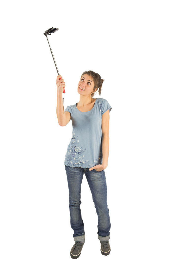 Casual Woman Taking Selfie with Transparent Background - Download Free Stock Images Pikwizard.com