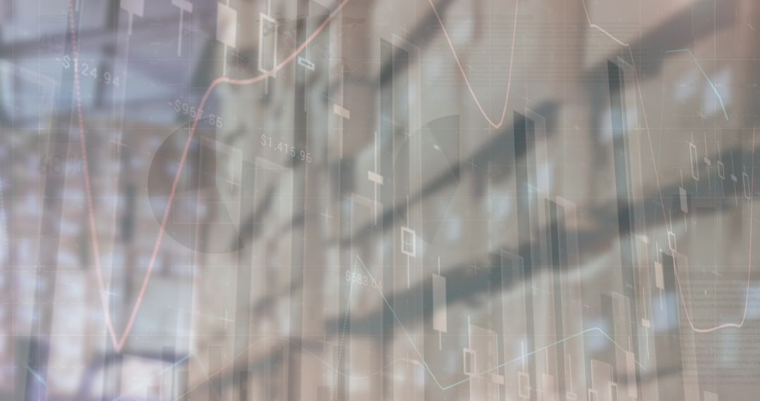 Financial Data Overlay on Empty Warehouse Background